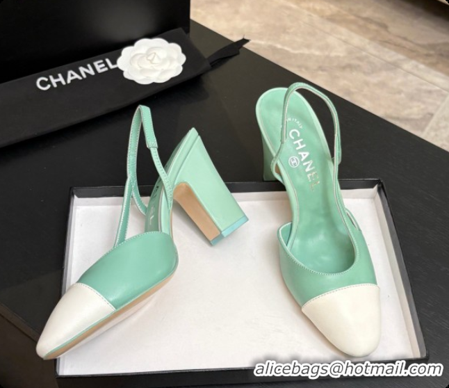 Sumptuous Chanel Lambskin Slingbacks Pump CH072711 Light Green 2026