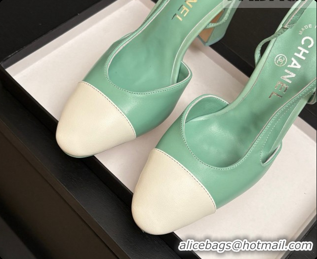 Sumptuous Chanel Lambskin Slingbacks Pump CH072711 Light Green 2026