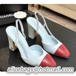 Good Product Chanel Lambskin Slingbacks Pump CH072712 Light Green Blue/Burgundy 2026