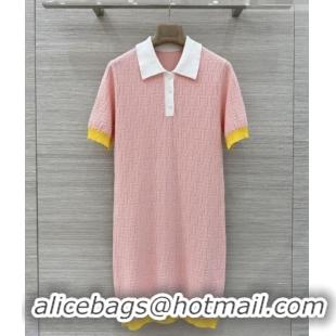 Best Quality Fendi Knit FF Dress F041011 Pink 2026