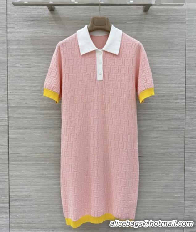 Best Quality Fendi Knit FF Dress F041011 Pink 2026