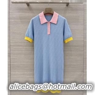 Discount Design Fendi Knit FF Dress F041012 Blue 2026