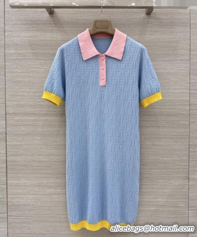 Discount Design Fendi Knit FF Dress F041012 Blue 2026