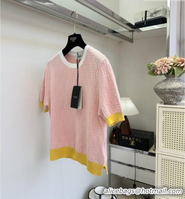 Best Product Fendi Knit FF T-shirt F041124 Pink 2026