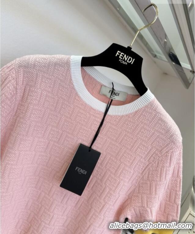 Best Product Fendi Knit FF T-shirt F041124 Pink 2026