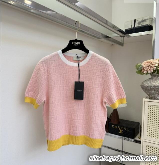 Best Product Fendi Knit FF T-shirt F041124 Pink 2026