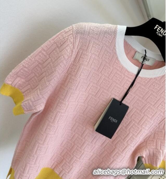 Best Product Fendi Knit FF T-shirt F041124 Pink 2026