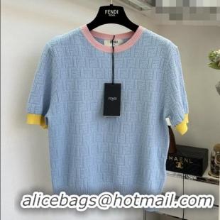Reasonable Price Fendi Knit FF T-shirt F041125 Blue 2026