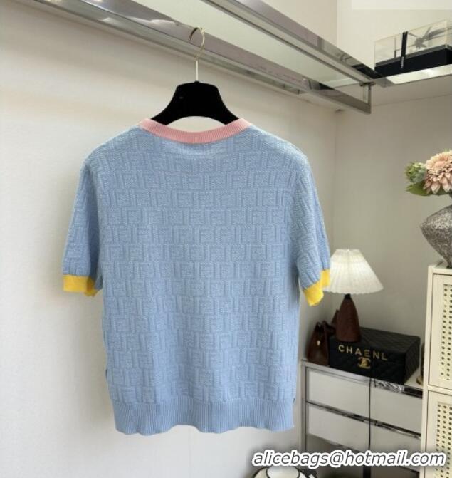 Reasonable Price Fendi Knit FF T-shirt F041125 Blue 2026