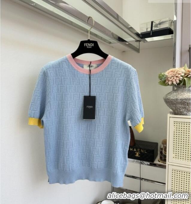 Reasonable Price Fendi Knit FF T-shirt F041125 Blue 2026