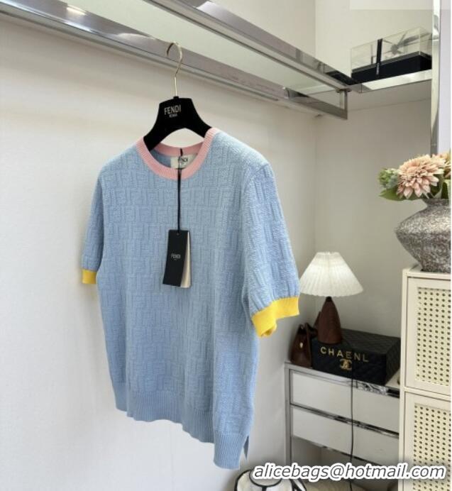 Reasonable Price Fendi Knit FF T-shirt F041125 Blue 2026
