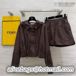 Good Looking Fendi Jacket and Shorts Set 0422 Brown 2026
