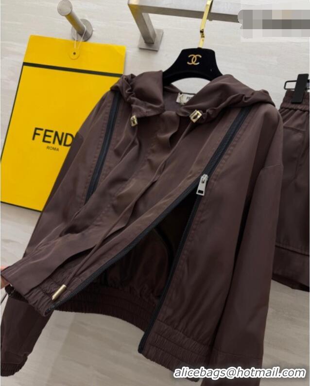 Good Looking Fendi Jacket and Shorts Set 0422 Brown 2026