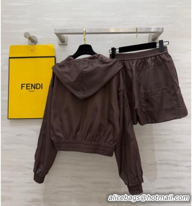 Good Looking Fendi Jacket and Shorts Set 0422 Brown 2026