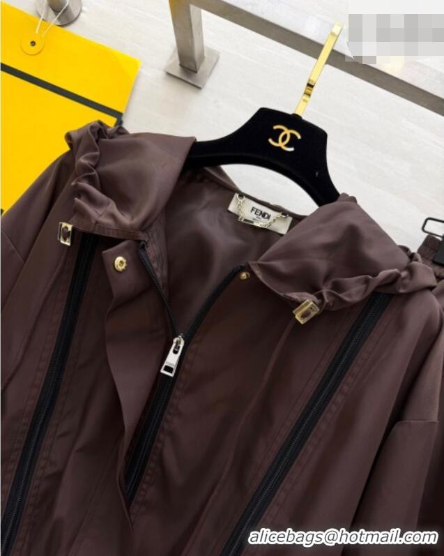 Good Looking Fendi Jacket and Shorts Set 0422 Brown 2026