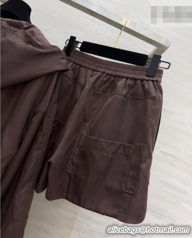 Good Looking Fendi Jacket and Shorts Set 0422 Brown 2026