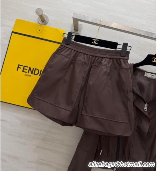 Good Looking Fendi Jacket and Shorts Set 0422 Brown 2026