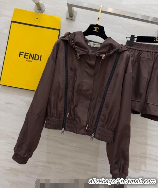 Good Looking Fendi Jacket and Shorts Set 0422 Brown 2026