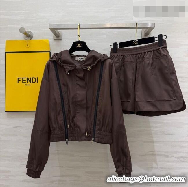 Good Looking Fendi Jacket and Shorts Set 0422 Brown 2026