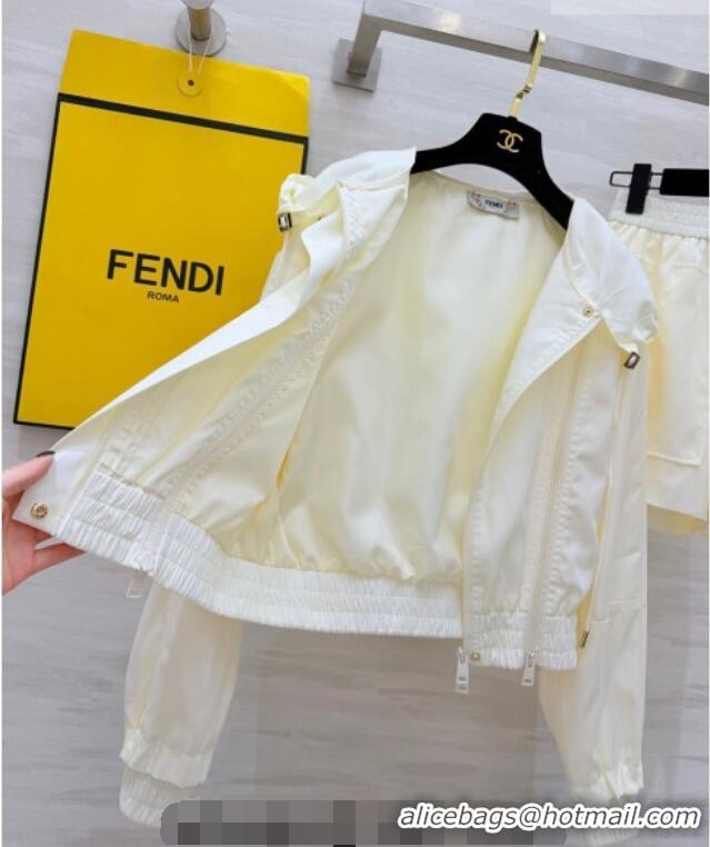 Grade Quality Fendi Jacket and Shorts Set 0422 White 2026