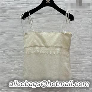 Famous Brand Valentino Lace and Linen Vest 0423 White 2026
