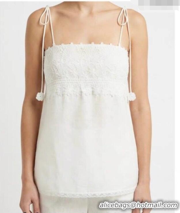 Famous Brand Valentino Lace and Linen Vest 0423 White 2026