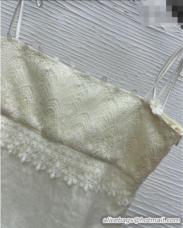 Famous Brand Valentino Lace and Linen Vest 0423 White 2026