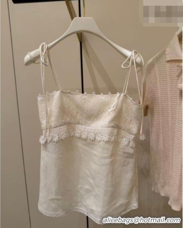 Famous Brand Valentino Lace and Linen Vest 0423 White 2026