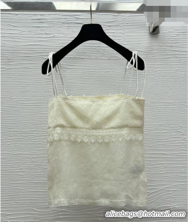 Famous Brand Valentino Lace and Linen Vest 0423 White 2026