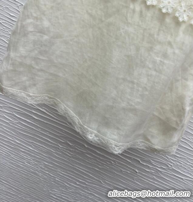 Famous Brand Valentino Lace and Linen Vest 0423 White 2026