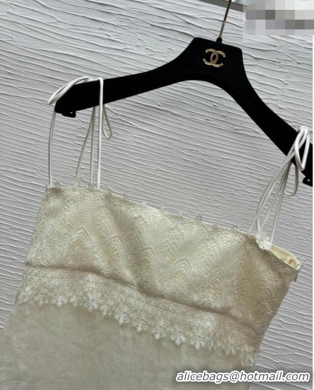 Famous Brand Valentino Lace and Linen Vest 0423 White 2026