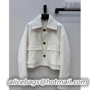 Top Quality Bottega Veneta Lambskin Leather Neck Jacket BV032501 White 2026