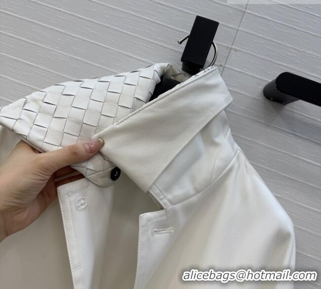 Top Quality Bottega Veneta Lambskin Leather Neck Jacket BV032501 White 2026