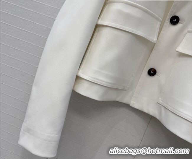 Top Quality Bottega Veneta Lambskin Leather Neck Jacket BV032501 White 2026