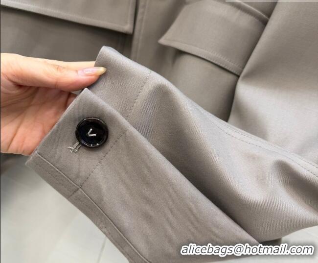 Famous Brand Bottega Veneta Lambskin Leather Neck Jacket BV032501 Grey 2026