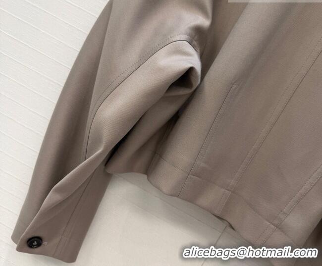 Famous Brand Bottega Veneta Lambskin Leather Neck Jacket BV032501 Grey 2026