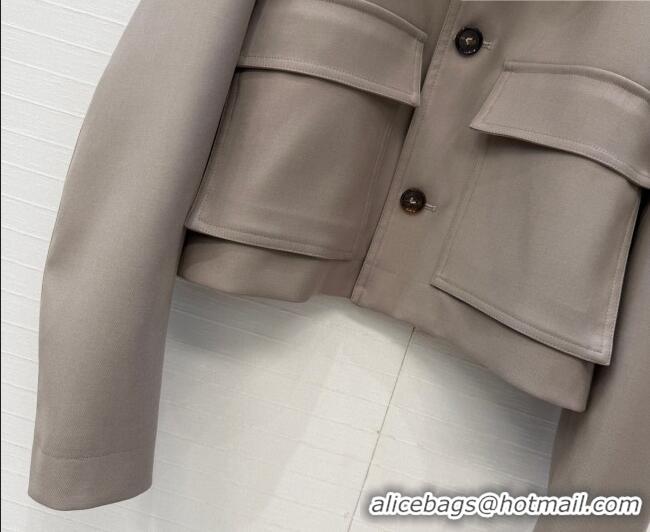 Famous Brand Bottega Veneta Lambskin Leather Neck Jacket BV032501 Grey 2026