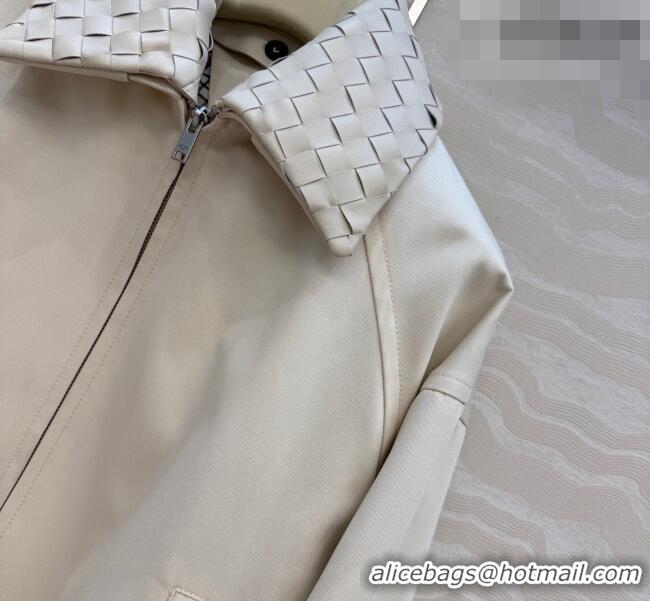 Big Discount Bottega Veneta Lambskin Leather Neck Jacket BV032502 White 2026