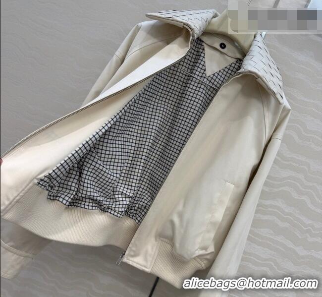 Big Discount Bottega Veneta Lambskin Leather Neck Jacket BV032502 White 2026
