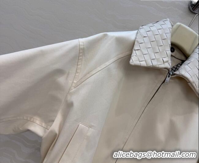 Big Discount Bottega Veneta Lambskin Leather Neck Jacket BV032502 White 2026