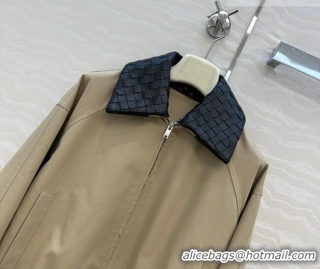 Super Quality Bottega Veneta Lambskin Leather Neck Jacket BV032502 Khaki 2026