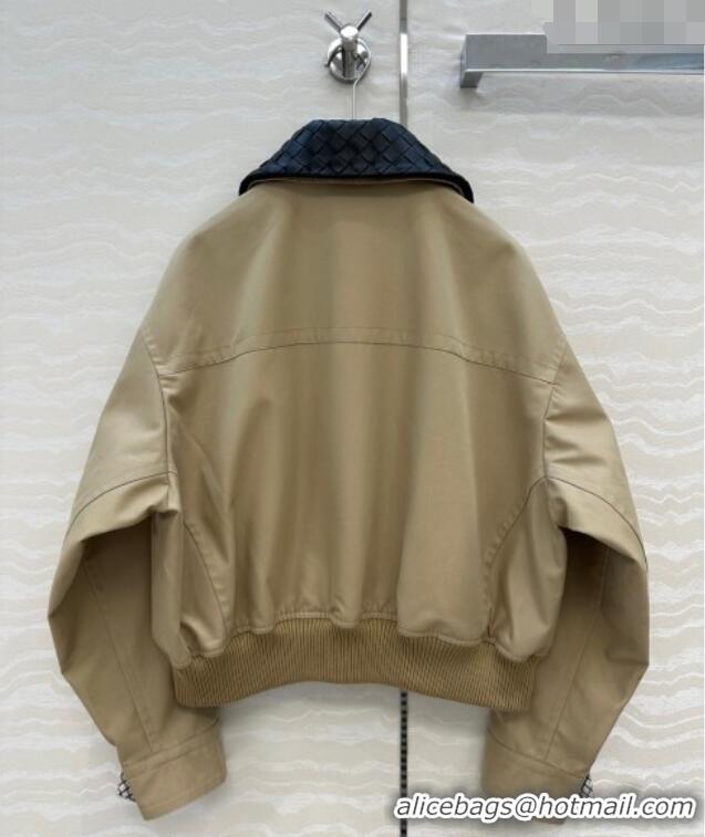 Super Quality Bottega Veneta Lambskin Leather Neck Jacket BV032502 Khaki 2026