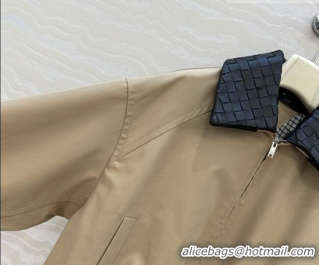 Super Quality Bottega Veneta Lambskin Leather Neck Jacket BV032502 Khaki 2026