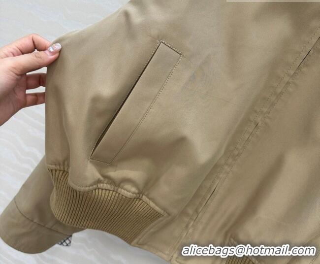 Super Quality Bottega Veneta Lambskin Leather Neck Jacket BV032502 Khaki 2026