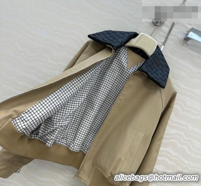 Super Quality Bottega Veneta Lambskin Leather Neck Jacket BV032502 Khaki 2026