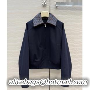 New Design Bottega Veneta Lambskin Leather Neck Jacket BV032502 Dark Blue 2026