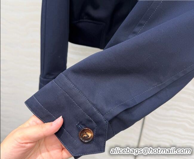 New Design Bottega Veneta Lambskin Leather Neck Jacket BV032502 Dark Blue 2026