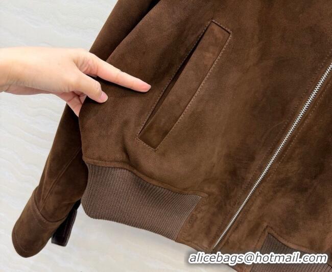 Unique Style Bottega Veneta Suede Lambskin Leather Jacket BV032504 Brown 2026