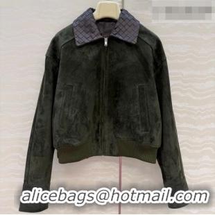 Chic Discount Bottega Veneta Suede Lambskin Leather Jacket BV032504 Green 2026