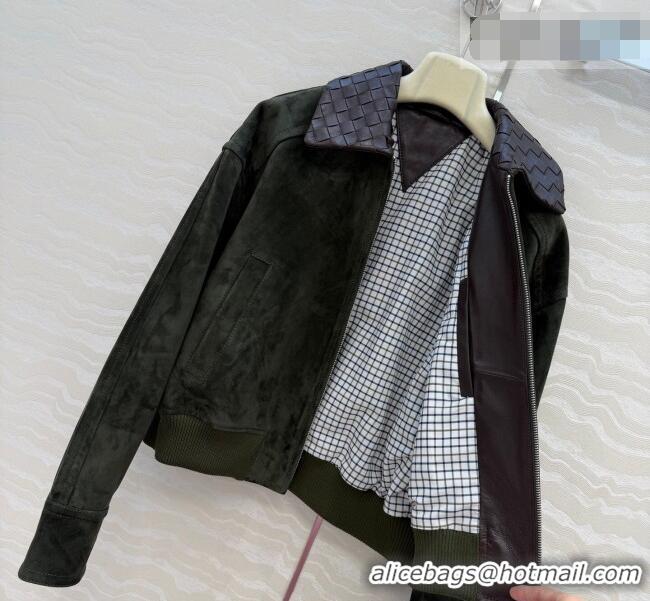 Chic Discount Bottega Veneta Suede Lambskin Leather Jacket BV032504 Green 2026
